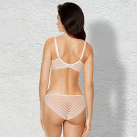 Molded Cup Bra & Sheer Striped Bikini Panty Gorteks Luna Beige Lingerie back view