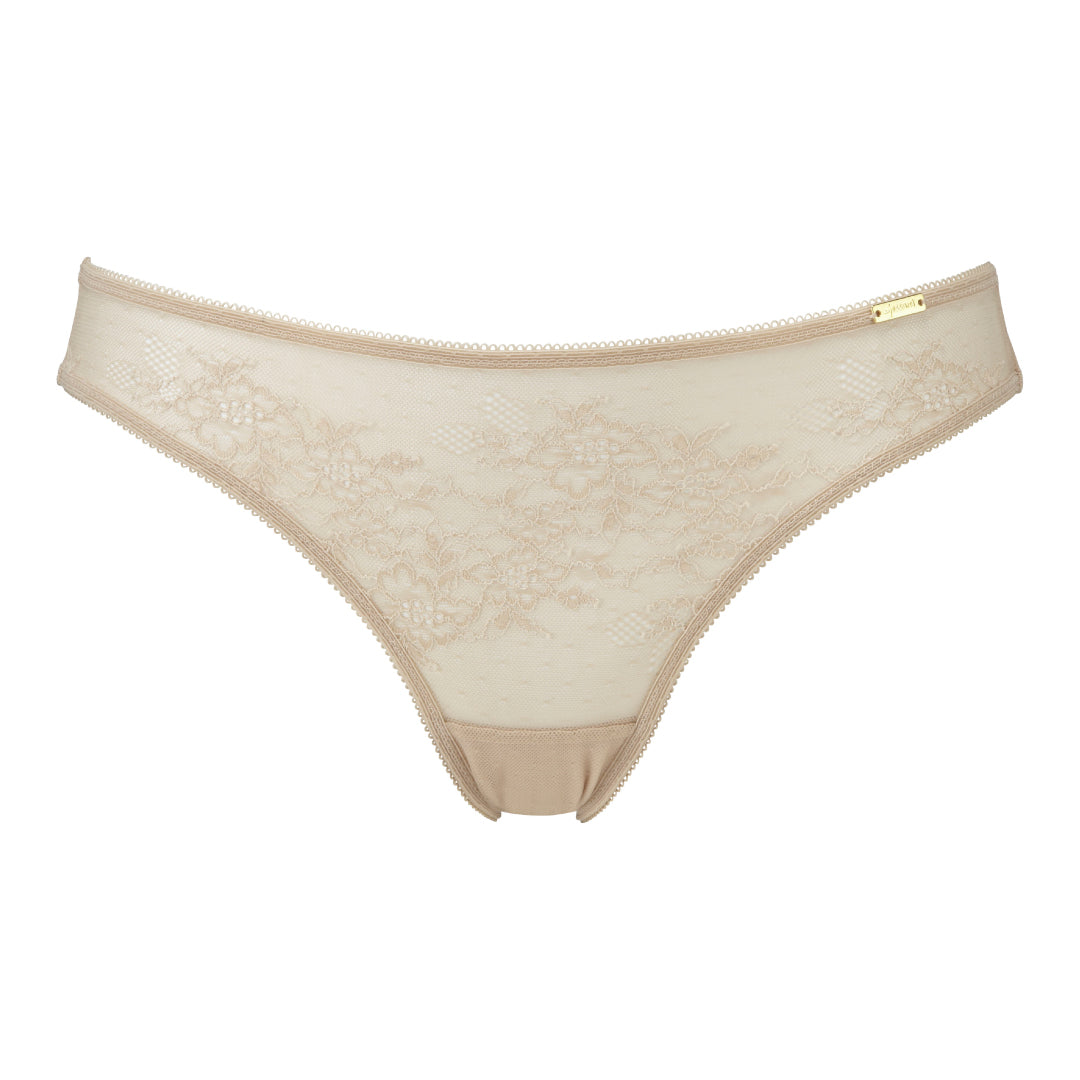 Gossard Glossies Lace Nude Sheer Thong Panty