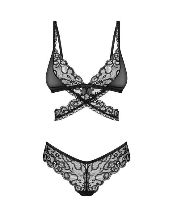 Soft Lace Bra & Sheer Thong Set Obsessive Blomentis