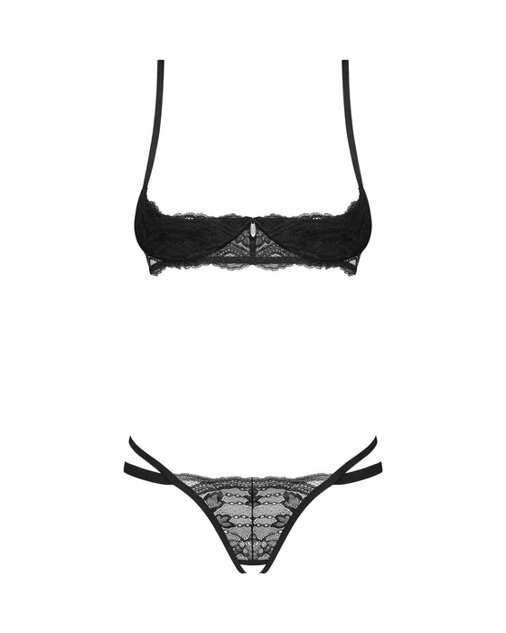 Sexy Open Cup & Crotchless Panty 2 Piece Lingerie Set Nutris