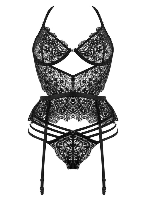 Lace Bustier Garter & String Set Beauty Night Temptation