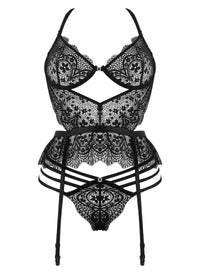 Lace Bustier Garter & String Set Beauty Night Temptation