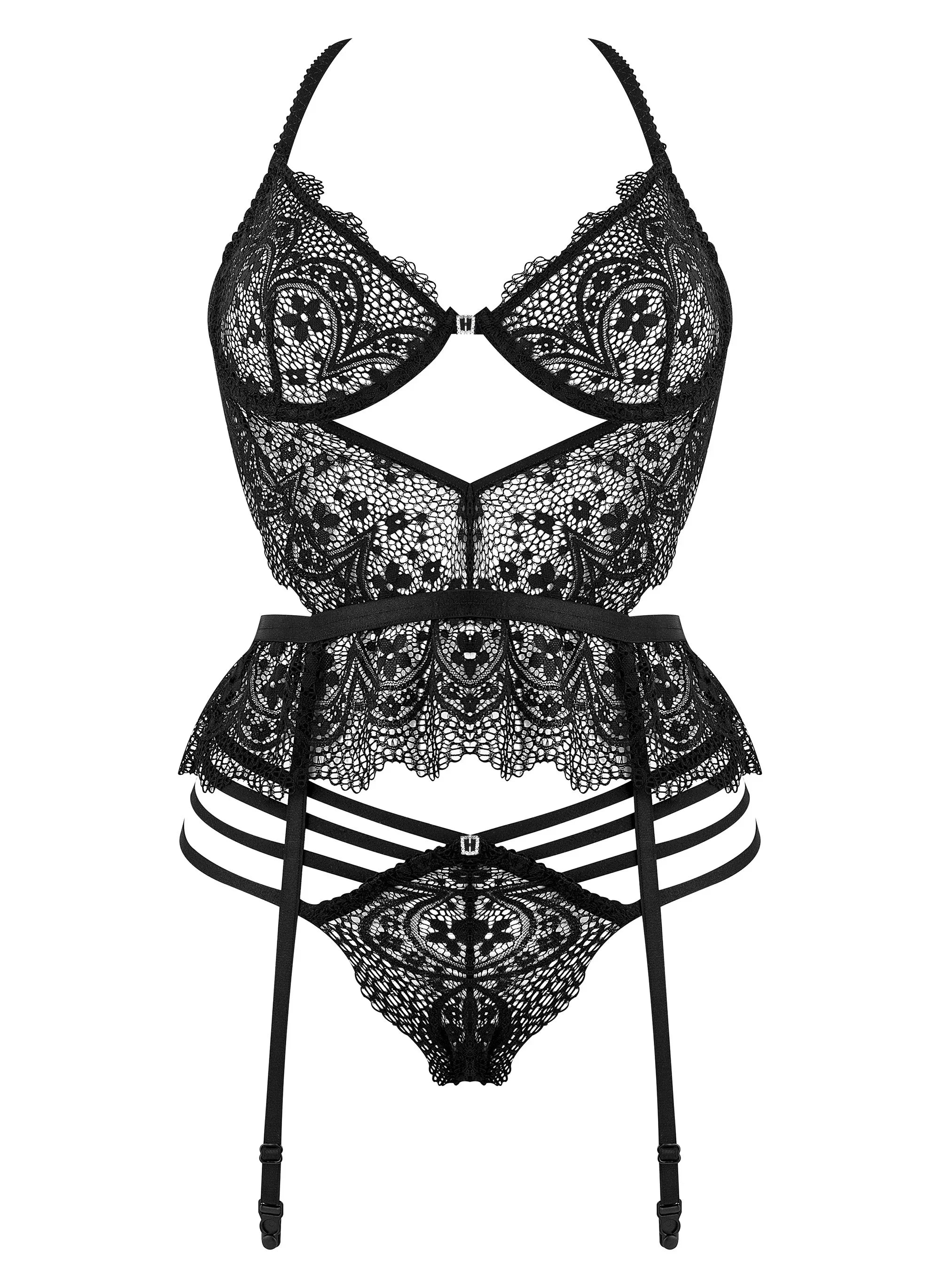 Lace Bustier Garter & String Set Beauty Night Temptation