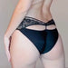 Black version of Lauma Rouge Peek-A-Boo Bikini Panty with lace waistband and back cut-out, combining comfort and seductive design.