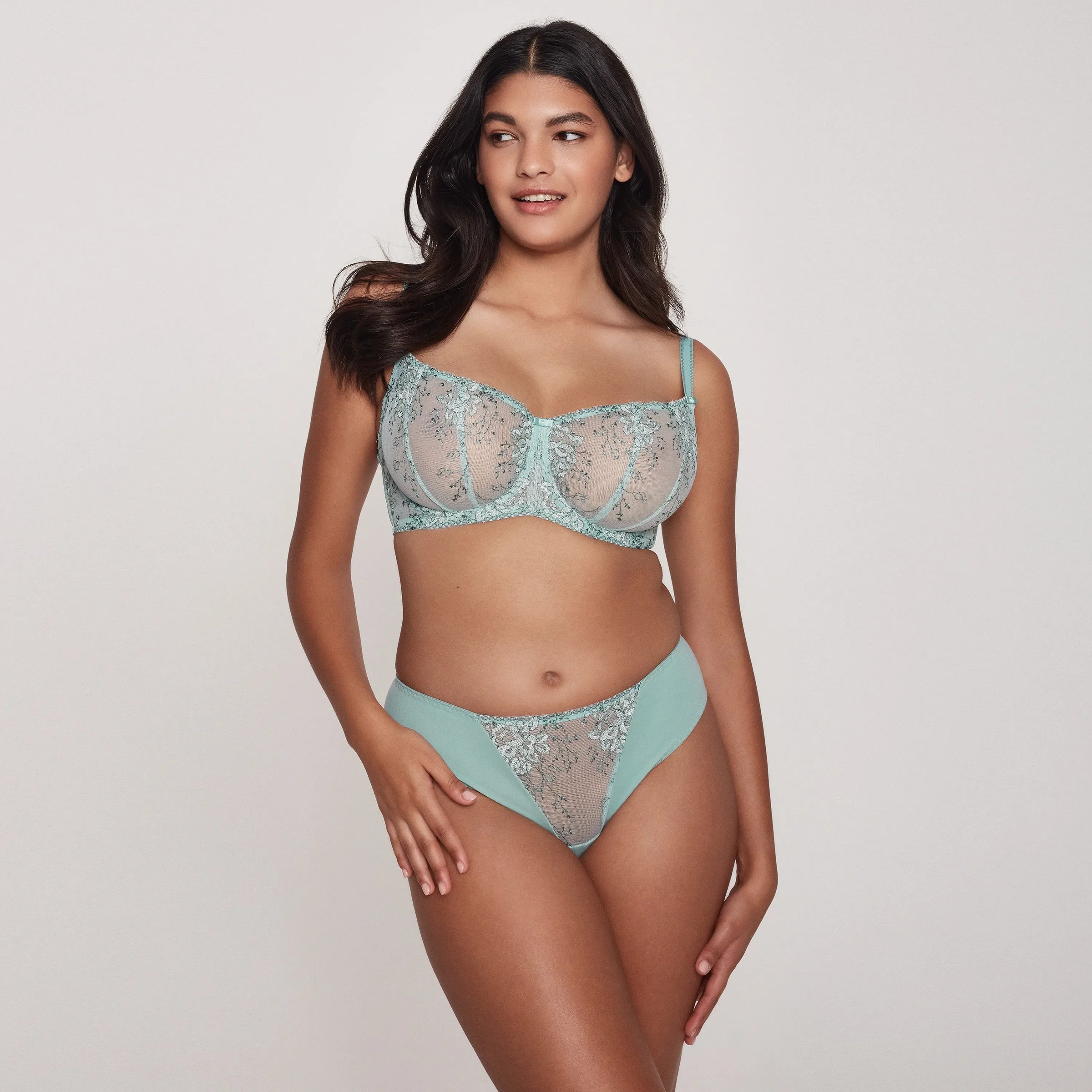 Sheer Embroidery Balconette Bra Laurel