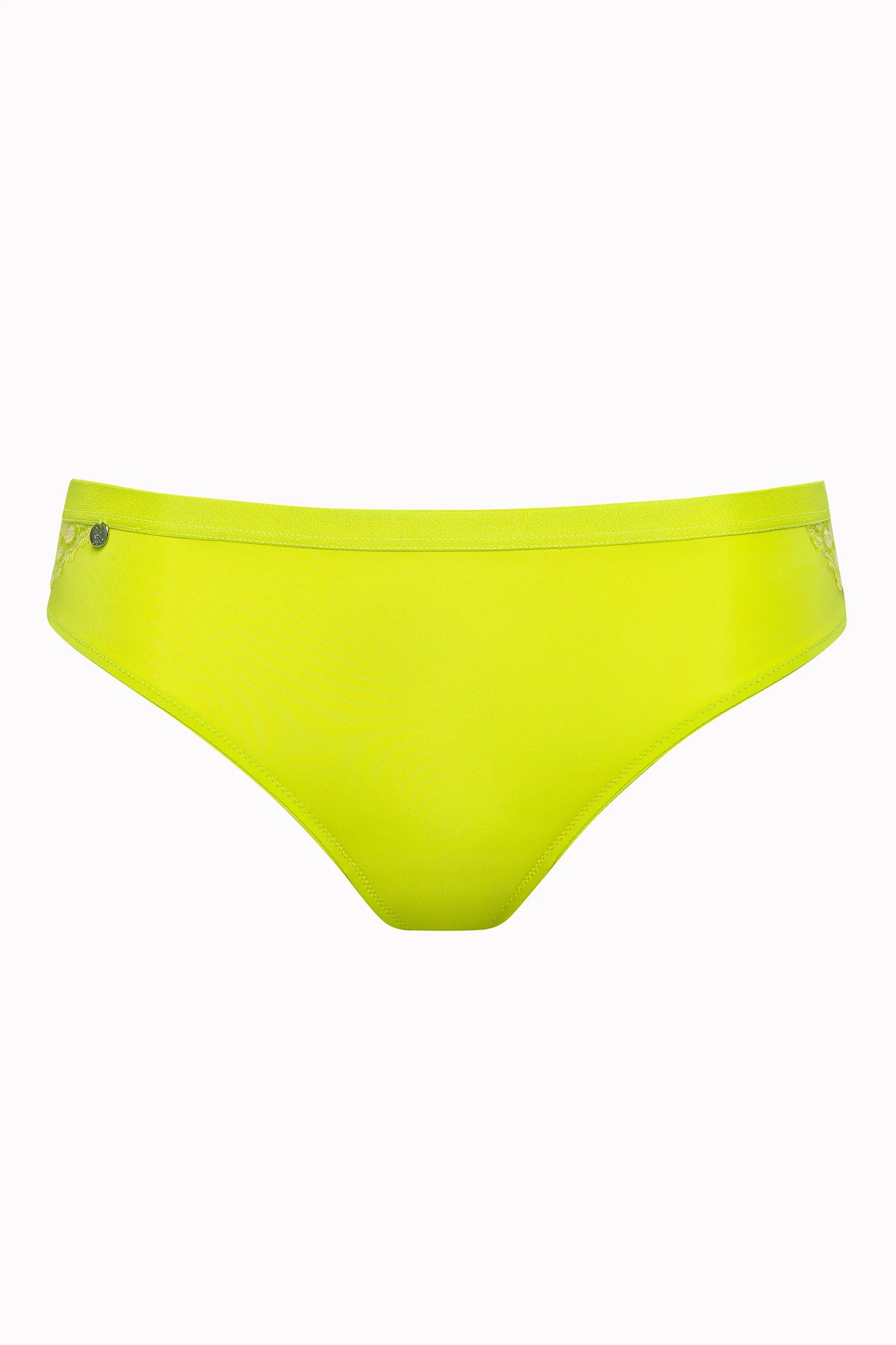 Neon yellow lace and mesh lingerie with floral details