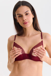 Lisca Adventure Garnet Red open cup bra with lace cups and adjustable straps