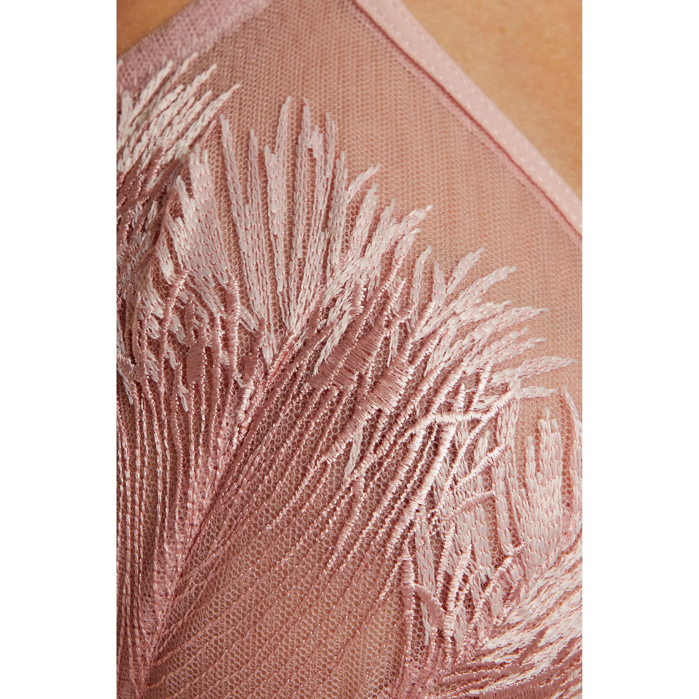 Sheer Mesh Embroidered Bra Pink