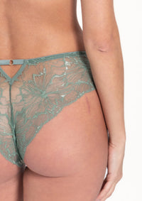 Green lace butterfly design front view panty