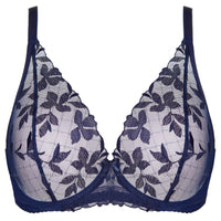 Sheer Mesh Plunge Bra Gorteks Mona Navy Blue