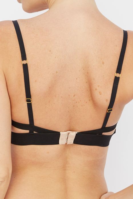 Back view of Sexy Sheer Mesh Demi Bra Addiction Nouvelle Lingerie Moulin featuring double band wings and adjustable straps.