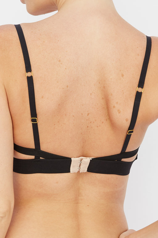 Back view of Sexy Sheer Mesh Demi Bra Addiction Nouvelle Lingerie Moulin featuring double band wings and adjustable straps.