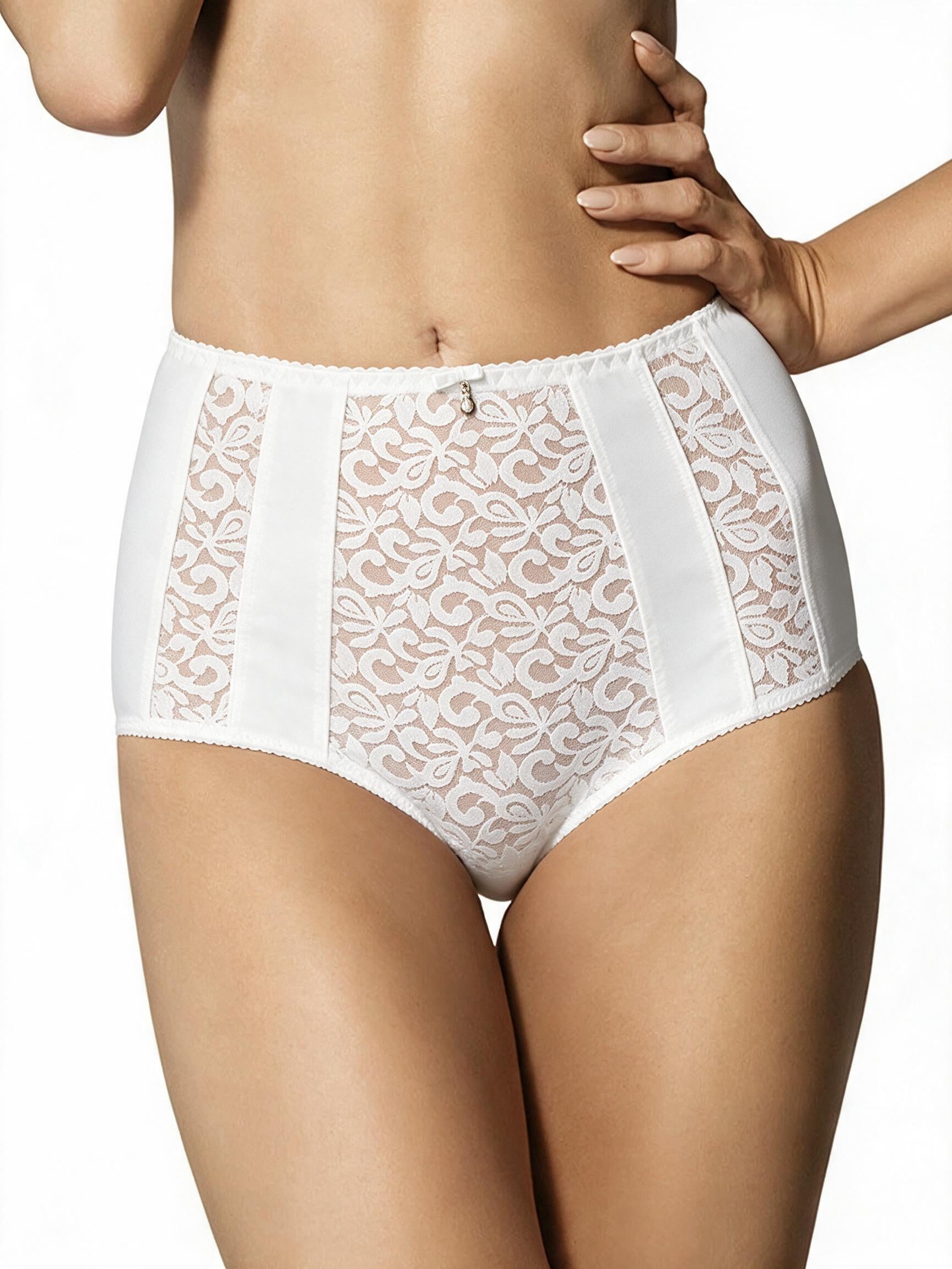 Gorteks Marilyn White Semi Sheer High Waist Brief Panty
