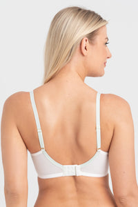 Back view of Mesh Balconette Bra Samanta Fiorella showing adjustable straps and secure hook-and-eye closure for a custom fit.