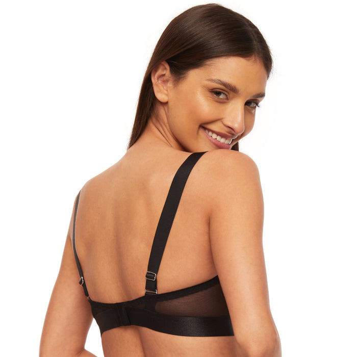 Sexy Sheer Mesh Balconette Bra Kinga Mist Black Lingerie back view