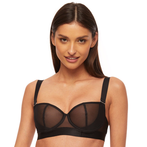 Sexy Sheer Mesh Balconette Bra Kinga Mist Black Lingerie