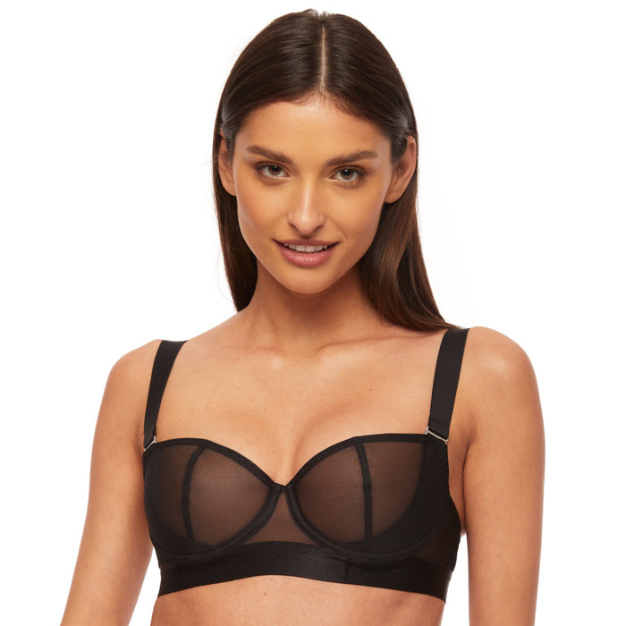 Sexy Sheer Mesh Balconette Bra Kinga Mist Black Lingerie