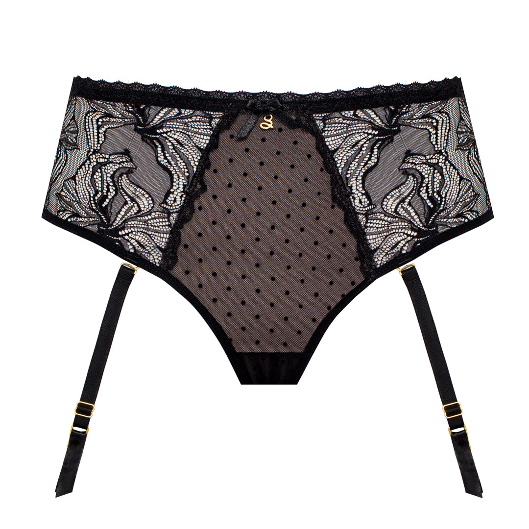 Sheer Mesh Polka Dot Tanga Garter Panty Nyks