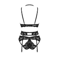 Sheer Mesh Lace 3 Piece Lingerie Set Alessya