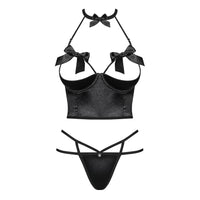 Sexy Open Cup Corset & String Obsessive Delishya Black