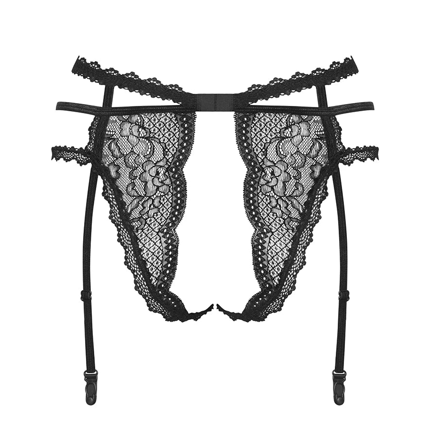 Sexy Open Crotch Lace Garter Panty Obsessive Pearlove Black 9674 Lavinia Sexy Open Crotch Lace Garter Panty Obsessive Pearlove Black 9674 Lavinia