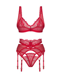 Sheer Bralette Thong Garter Belt Set Obsessive Cupide Desir