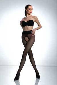 Amour Hip Lace Open Crotch Pantyhose 30 DEN Black