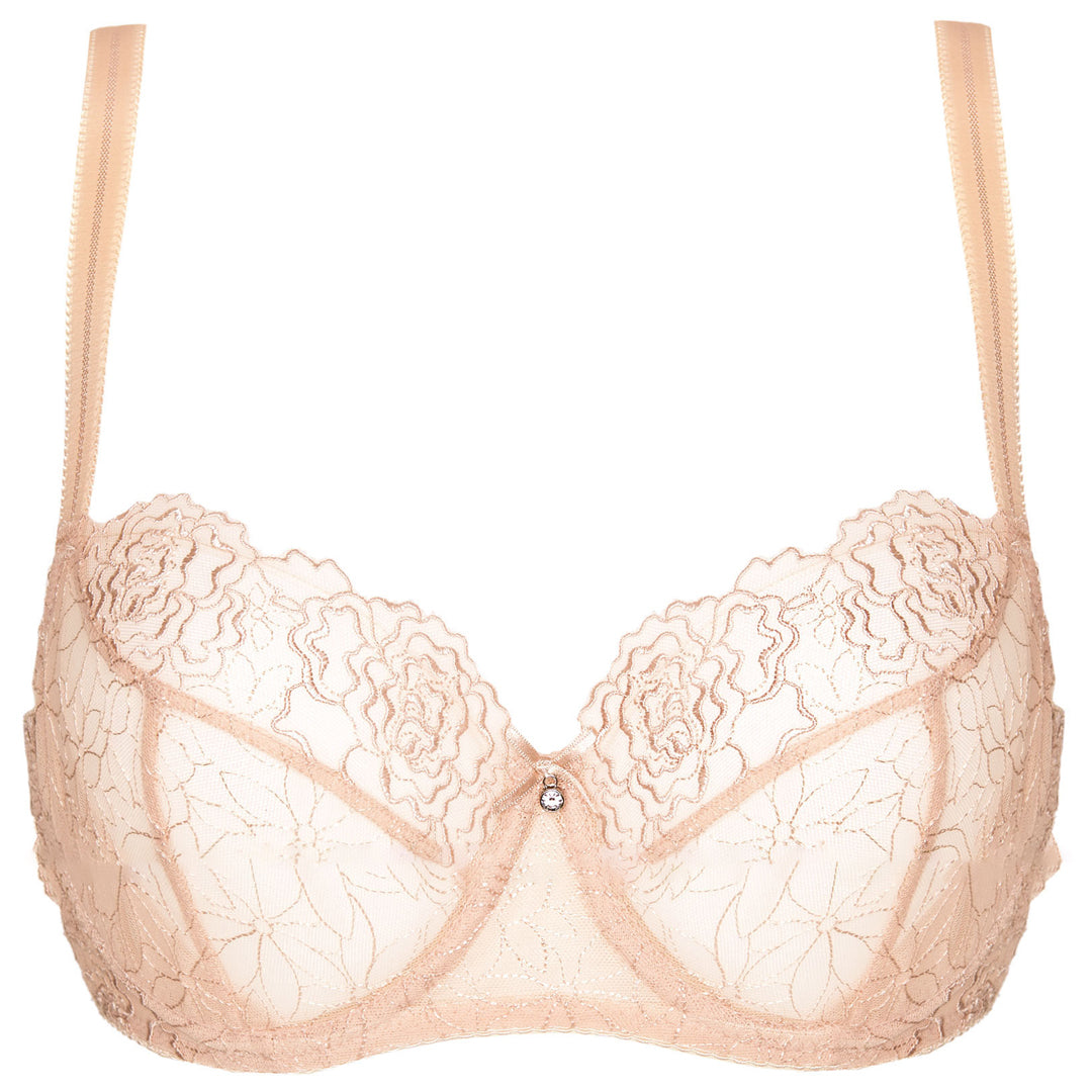 Sheer Mesh Balconette Bra Pamela Beige