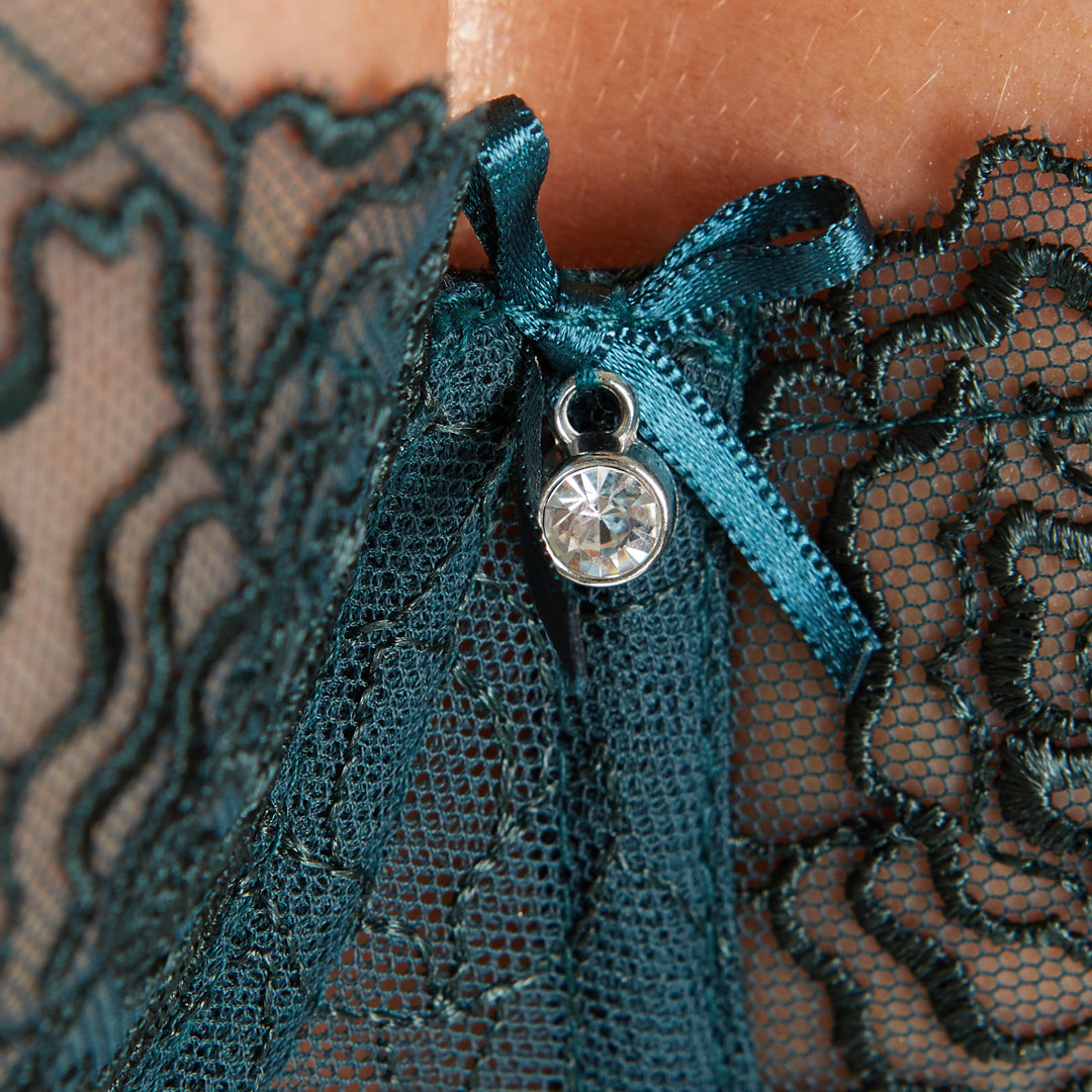 Sheer Mesh Balconette Bra Pamela Pine Green