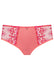 Sheer mesh tulle embroidered high brief panty in coral by Lavinia Lingerie, featuring floral side panels and mid-rise fit for a slimming silhouette.