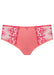 Sheer mesh tulle embroidered high brief panty in coral by Lavinia Lingerie, featuring floral side panels and mid-rise fit for a slimming silhouette.