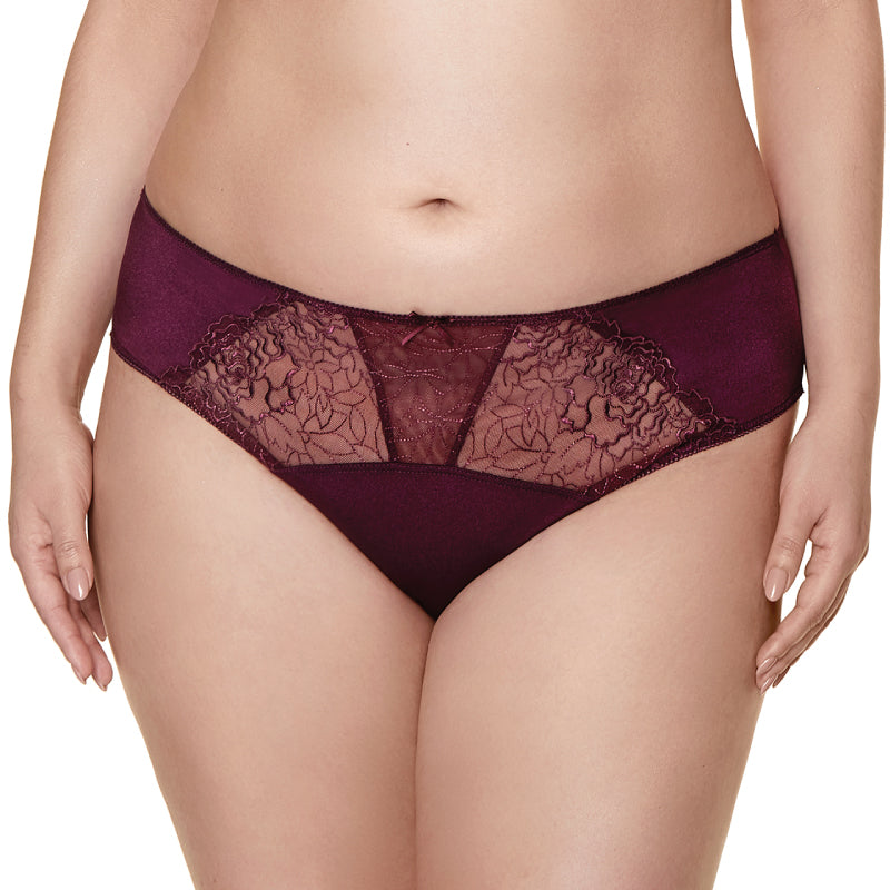 Semi Sheer Low Rise Bikini Panty Gorteks Pamela Aubergine