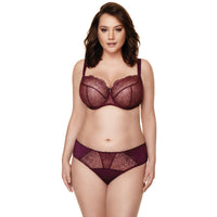 Semi Sheer Low Rise Bikini Panty Gorteks Pamela Aubergine