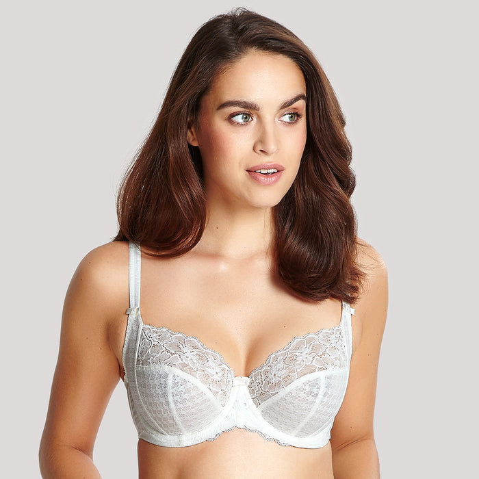 Romantic big cup bra, partially sheer cups, floral lace, B to H-cup