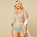Kinga Pastellove Bra styled with matching high-waist panties in mint mesh and lace, ideal for fuller busts and special occasions.