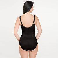 Back view of Lauma Body Shaper for Women in black, highlighting adjustable straps and full coverage shaping design.