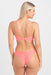 Rear view of Sheer Mesh Balconette Bra Perla Coral with matching coral panties. Adjustable fit and seamless back design for comfort.