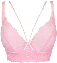 Sheer Lace Longline Bra Axami Rose Shadow