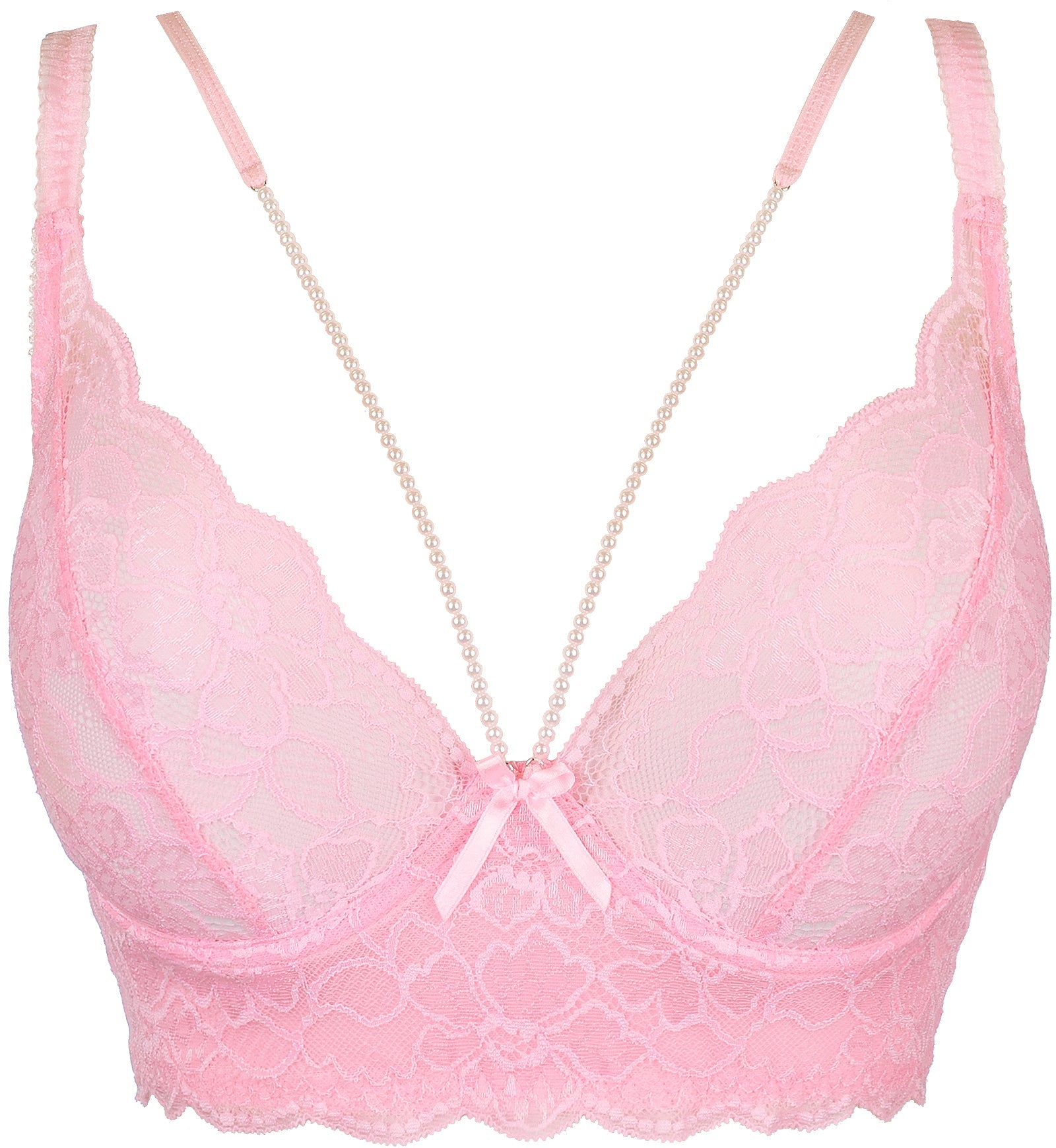 Sheer Lace Longline Bra Axami Rose Shadow