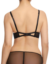 Back view of Dita Von Teese Rosabelle Underwire Balconette Bra Black showing adjustable straps and hook-and-eye closure.