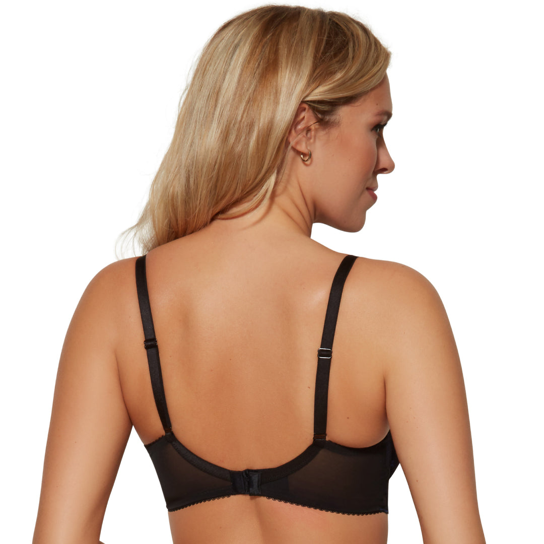 Sheer Plunge Bra Gossard Superboost Lace Blue back view