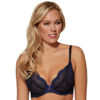 Sheer Plunge Bra Gossard Superboost Lace Blue Lingerie