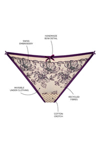 Samanta Silvia Aubergine Embroidered Thong Panty
