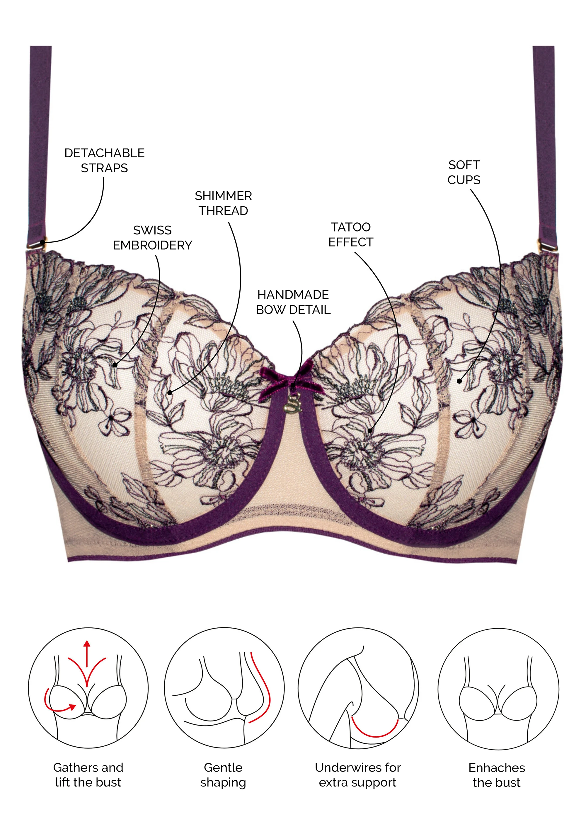 Samanta Silvia Aubergine Soft Balconette Bra