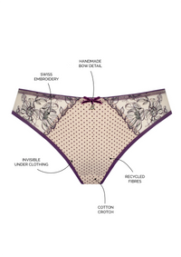 Samanta Silvia Aubergine Embroidered Brazilian Panty