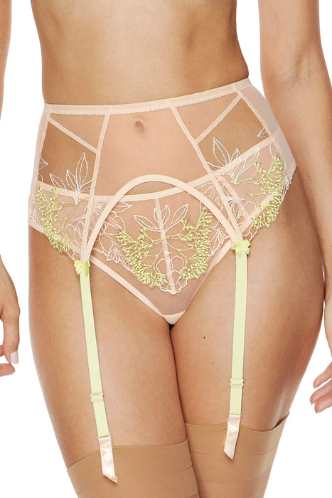 Sheer Mesh Embroidered Garter Belt Gorteks Soleil