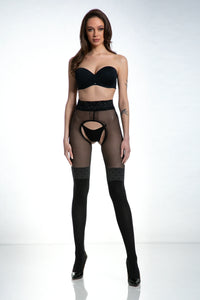 Amour Secretary Open Crotch Pantyhose 30/60 DEN Black