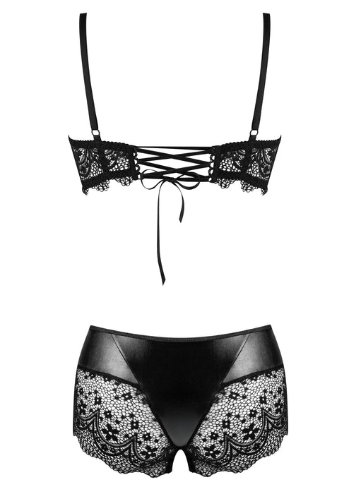 Semi-Sheer Bra & Lace Shorts Set Beauty Night Charm