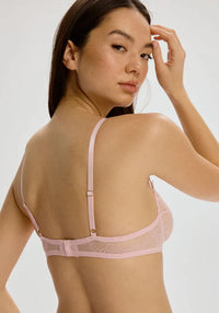 Sheer Eyelash Lace Balconette Bra Blush Iris