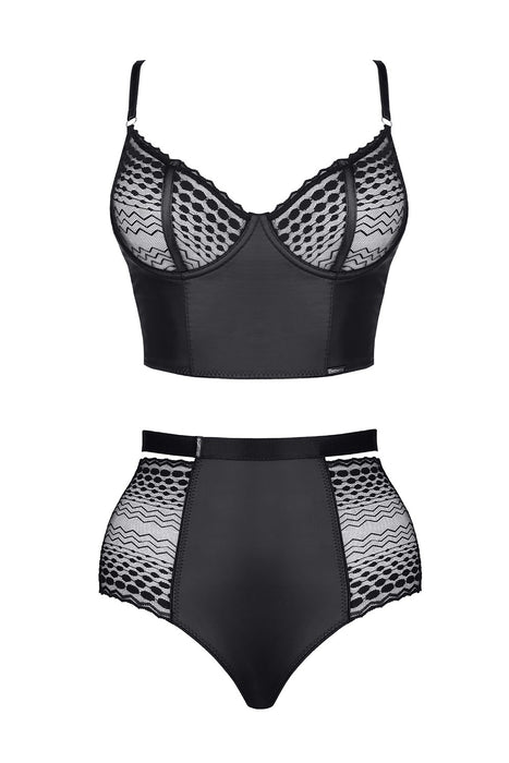 Sheer Lace Longline Bra & High Waist Briefs Demoniq Yessenia